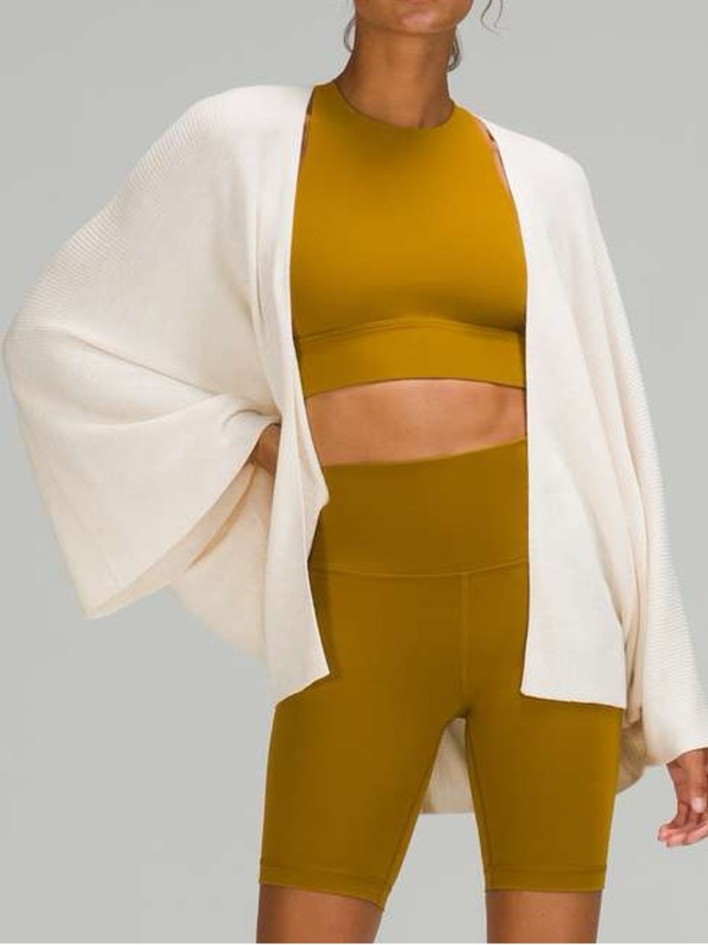Lululemon Cashlu Knit Textured Wrap Heathered White Opal Cashmere Blend W3EMNS